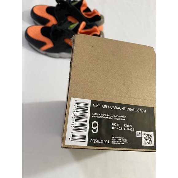 New Mens Size 9 Black Orange Nike Air Huarache Crater PRM Running Shoes